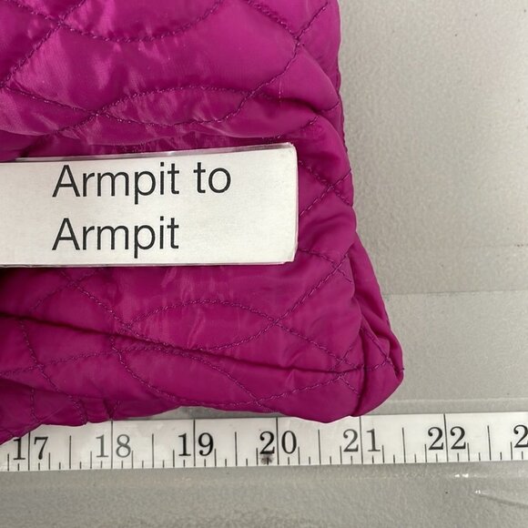 Lands' End Puffer Jacket Full Zip Hot Pink Pockets Size Medium M - Picture 15 of 16